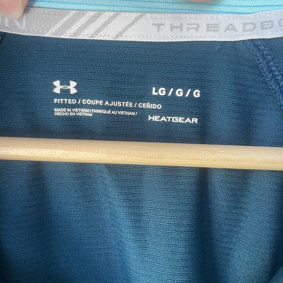 Under Armour Sweatshirt Womens Size L Blue Running Half Zip Dri-Fit Heatgear - Picture 2 of 11